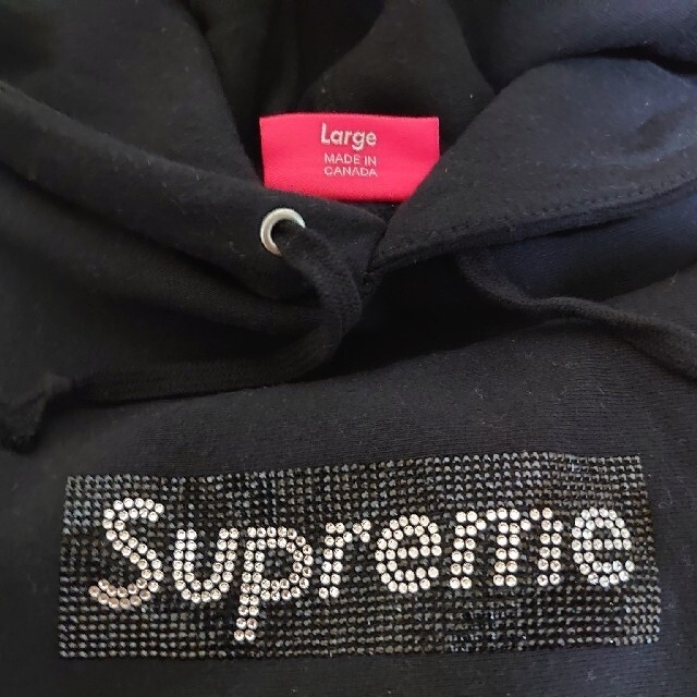 SUPREME Swarovski Box Logo Hooded Lサイズメンズ