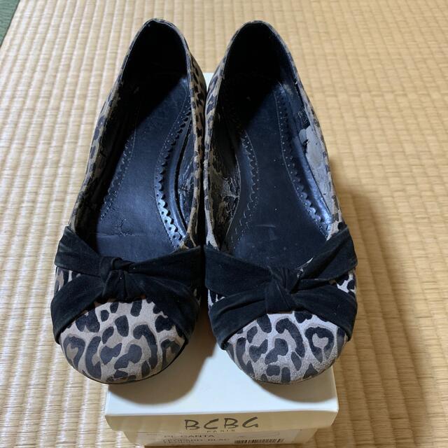 BCBGMAXAZRIA(ビーシービージーマックスアズリア)のBCBG レオパードのペタンコパンプス　24.5cm バレエシューズ　靴　リボン レディースの靴/シューズ(バレエシューズ)の商品写真