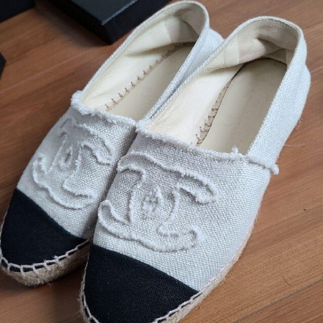 最旬トレンドパンツ CHANEL - CHANEL シャネル エスパドリーユ 白