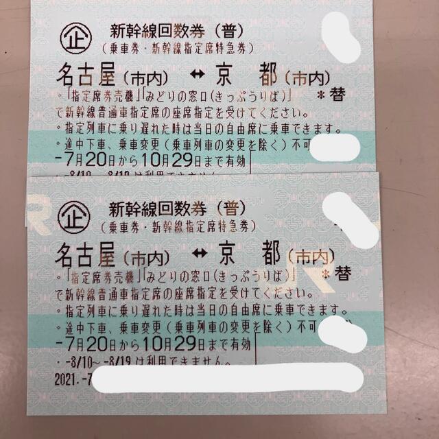新幹線回数券2枚（東京↔︎新大阪）