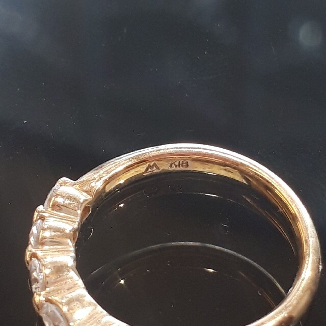 ハーフエタニティ 天然ダイヤモンドリング K18 金 ピンキーリング 指輪