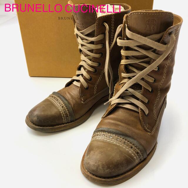 BRUNELLO CUCINELLI レザーブーツ 編み上げブーツ 3368靴/シューズ