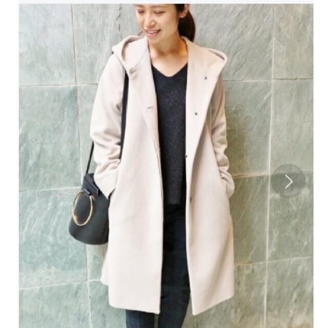 IENA(イエナ)のIENA イエナ アンゴラシャギーフーデットコート コート フード レディースのジャケット/アウター(ロングコート)の商品写真