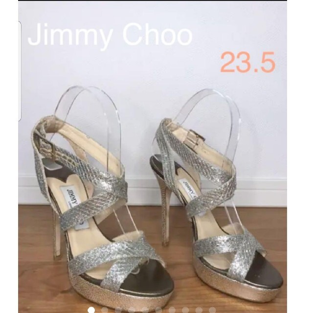 JIMMY CHOO ラメグリッターサンダル靴/シューズ