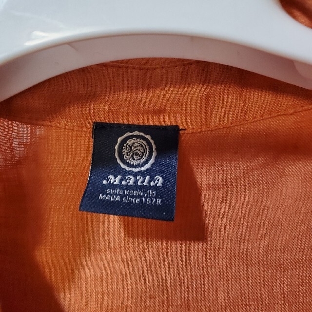 ブラックフライデー【Maua】オレンジ×チェック柄 切り替えシャツ 美品 レディースのトップス(シャツ/ブラウス(長袖/七分))の商品写真