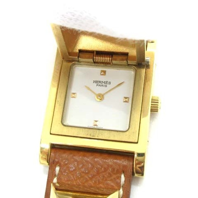 Hermes - エルメス メドール 腕時計 クオーツ レザーバンド 茶