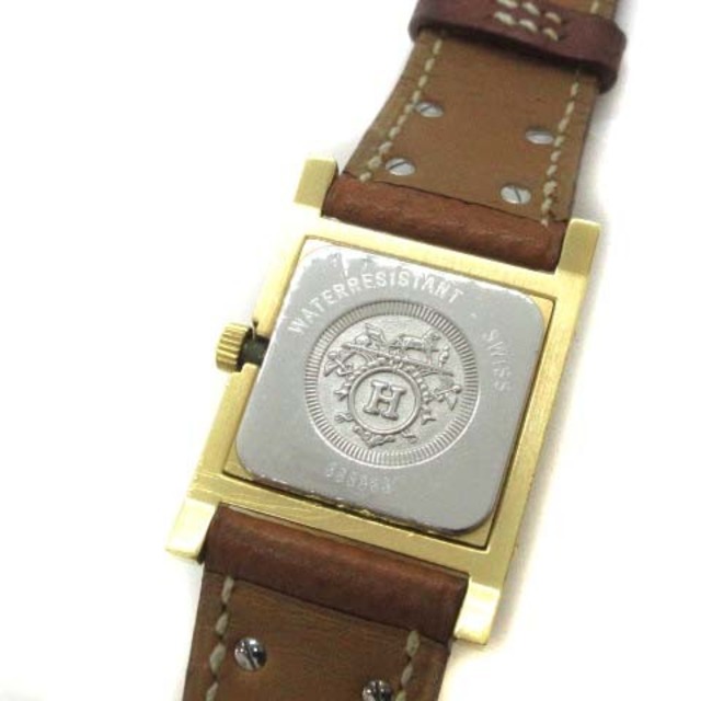 エルメス メドール 腕時計 クオーツ レザーバンド 茶 ゴールド色 ○Y