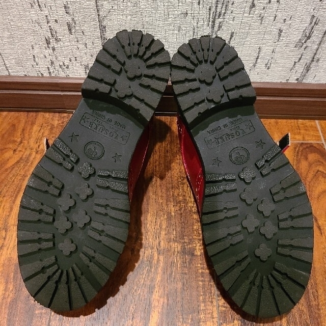 YOSUKE(ヨースケ)のヨースケYOSUKE23.0赤レッドシューズおでこ靴ローファー厚底ウィングチップ レディースの靴/シューズ(ローファー/革靴)の商品写真