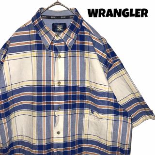 ラングラー(Wrangler)の【希少デザイン】ラングラー Wrangler シャツ 半袖 チェック ロゴ 古着(シャツ)