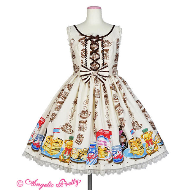 Angelic Pretty(アンジェリックプリティー)のHoney Cakeラウンドジャンパースカートset レディースのスカート(ひざ丈スカート)の商品写真