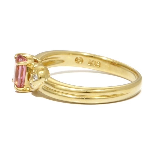 【中古】  リング・指輪  K18ゴールド ピンクトルマリン：1石 ダイヤモンド レディースのアクセサリー(リング(指輪))の商品写真
