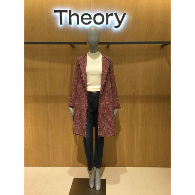 新品✨Theory セオリー  ツイード ノーカラーコート フリンジ 現行タグ