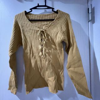 メルロー(merlot)のlong sleeve 長袖　秋　レースアップ(カットソー(長袖/七分))