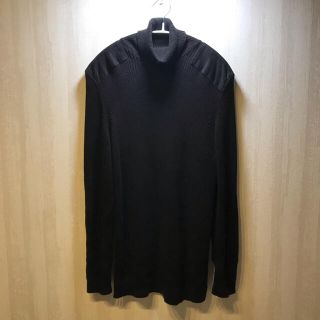 ザラ(ZARA)のZARA リブニット切り替えタートルネック  ブラック パッチ(ニット/セーター)