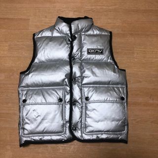 90s DKNY サイドライン ダウン ベスト シルバー