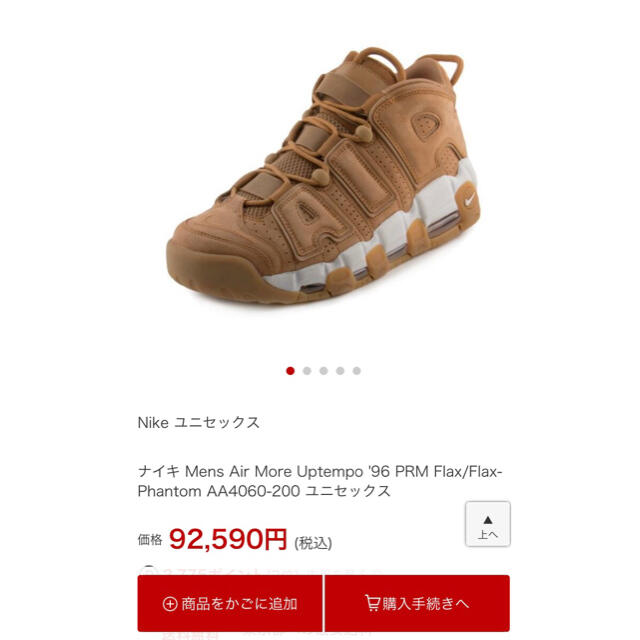 NIKE(ナイキ)の美品 NIKE MOREUPTEMPO モアテン ガムライトブラウン 30cm メンズの靴/シューズ(スニーカー)の商品写真