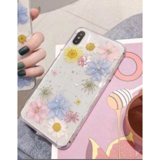 iPhone シリコンケース　花柄　ドライフラワー(iPhoneケース)