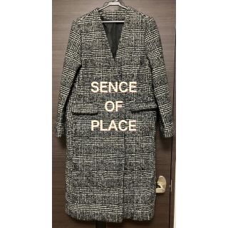 センスオブプレイスバイアーバンリサーチ(SENSE OF PLACE by URBAN RESEARCH)のSENCE OF PLACE ウールグレンチェック ノーカラーコート(ロングコート)