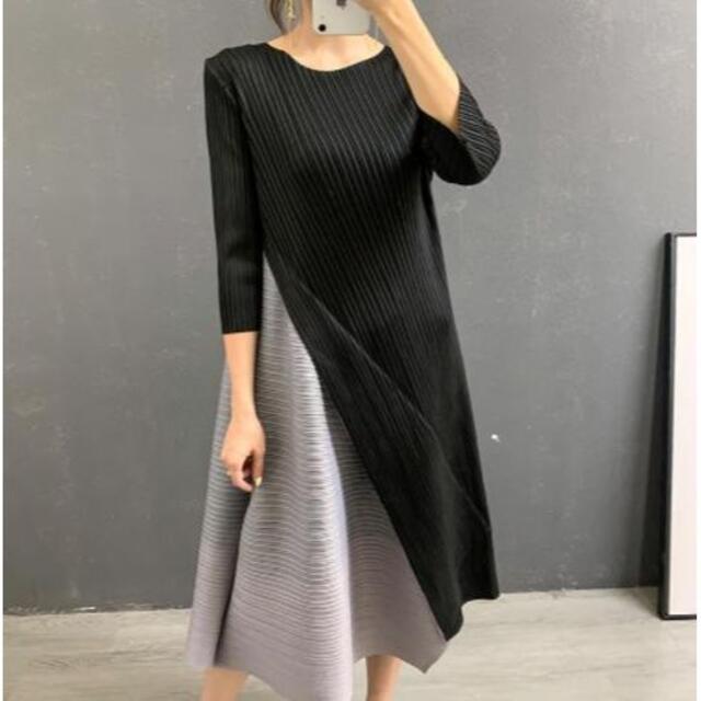 新品未使用】高級 上質プリーツ 七分袖 Aライン フレア ひざ丈ワンピース 【期間限定!最安値挑戦】 32%割引 Akira Naka フラワーアシンメトリーワンピース⭐️プリーツ