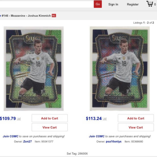 2017-18 PANINI SELECT Joshua Kimmich エンタメ/ホビーのタレントグッズ(スポーツ選手)の商品写真