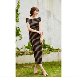 スナイデル(SNIDEL)のStripe Ribbed-Knit Midi Dress her lip to(ロングワンピース/マキシワンピース)