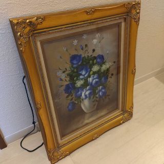 セール！ 美品✫青 花　油絵　額付き　k.yamada(絵画/タペストリー)