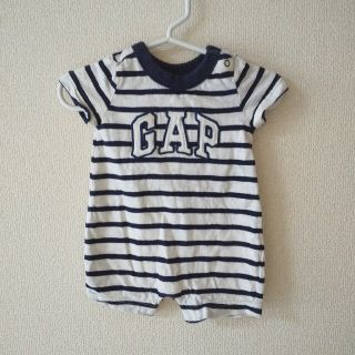 ベビーギャップ(babyGAP)のbaby GAP ベビーギャップ 半袖ボーダーロンパース 50cm 男の子(ロンパース)