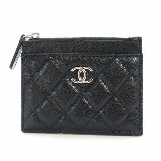 シャネル(CHANEL)のシャネル マトラッセ キャビアスキン ココマーク カードケース 名刺入れ 黒(名刺入れ/定期入れ)