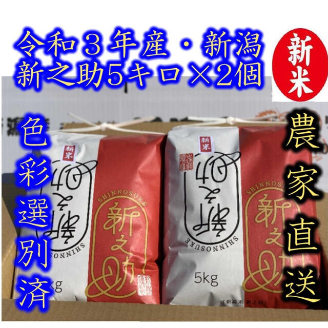 新米・令和3年産新潟　新之助　白米5kg×2個★農家直送★色彩選別済05色彩選別