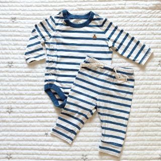 ベビーギャップ(babyGAP)のGAP ボーダー長袖ロンパース＆レギンス 60(ロンパース)