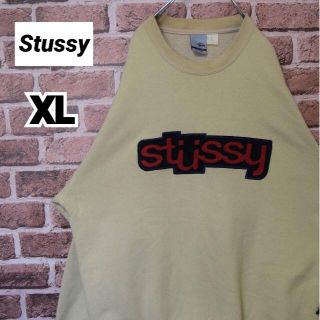 ステューシー(STUSSY)の《ステューシー》USA製　XLビッグサイズ　希少パイルロゴ　ベージュ　スウェット(スウェット)