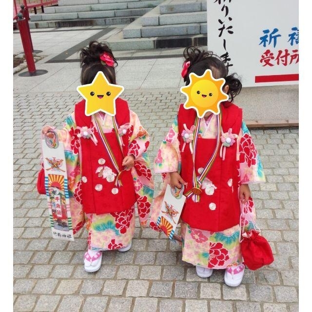 3歳七五三女の子　着物セット　双子用