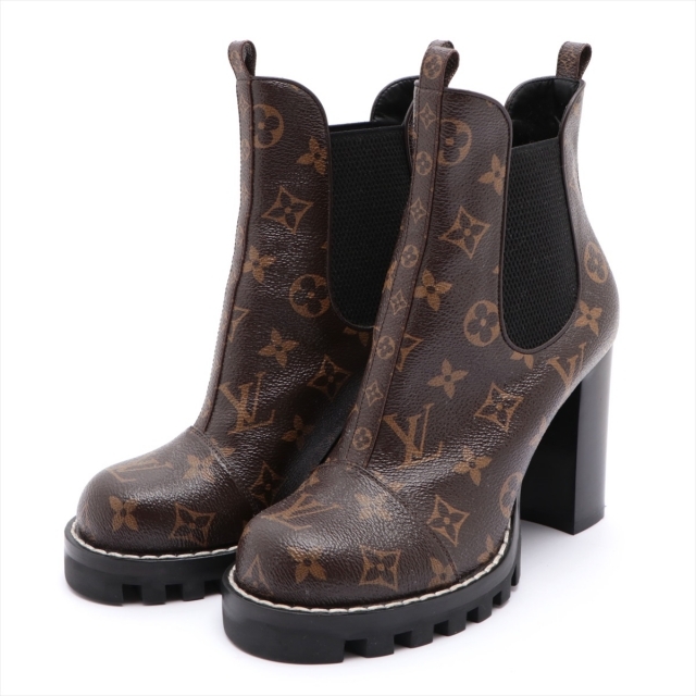 LOUIS VUITTON - ヴィトン  レザー 37 ブラウン レディース ブーツ