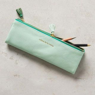 アンソロポロジー(Anthropologie)の新品アンソロポロジー レザーペンケース コスメポーチ グリーン(ポーチ)