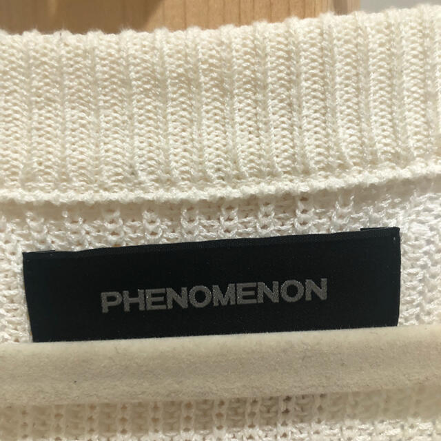 PHENOMENON(フェノメノン)のPHENOMENON / HOCKEYSLEEVE BIG KNIT WHITE メンズのトップス(ニット/セーター)の商品写真