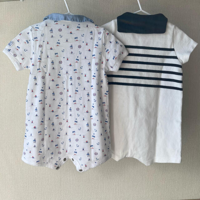 PETIT BATEAU(プチバトー)の【プチバトー】6m　カバーオール・ロンパース 2枚セット キッズ/ベビー/マタニティのベビー服(~85cm)(ロンパース)の商品写真