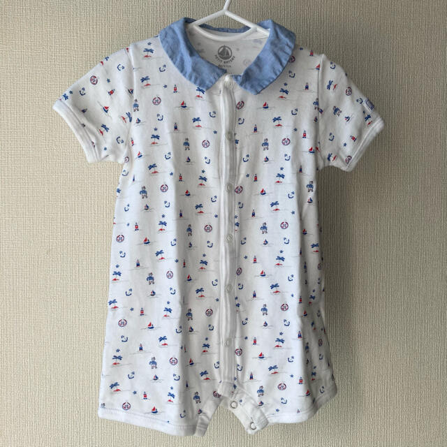 PETIT BATEAU(プチバトー)の【プチバトー】6m　カバーオール・ロンパース 2枚セット キッズ/ベビー/マタニティのベビー服(~85cm)(ロンパース)の商品写真