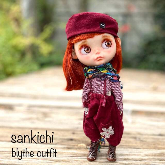 sankichiブライスアウトフィット「えんじ色のセット」blythe