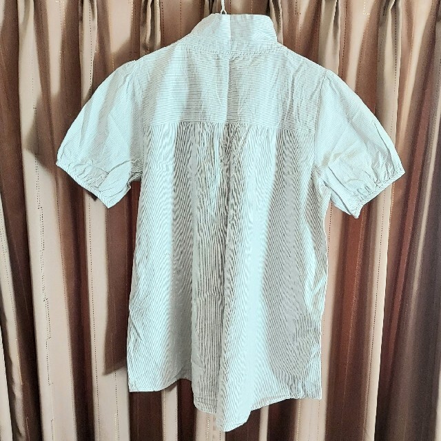 FELISSIMO(フェリシモ)のレディースシャツ 半袖 丸襟 ストライプ トールサイズＬサイズ レディースのトップス(シャツ/ブラウス(半袖/袖なし))の商品写真