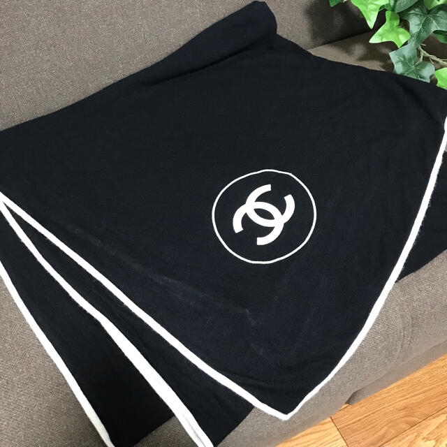 CHANEL シャネル ストール パイピング ブラック わけあり並の激安価格