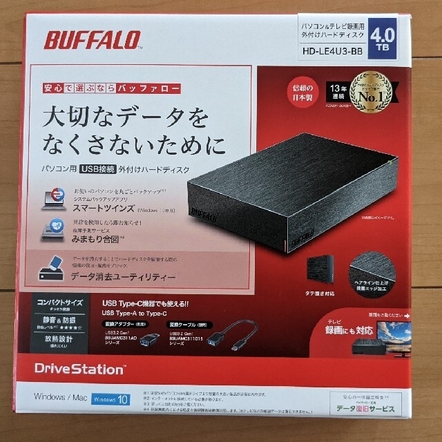 新品　BUFFALO HDD 4TB HD-LE４U3-BB  テレビ録画