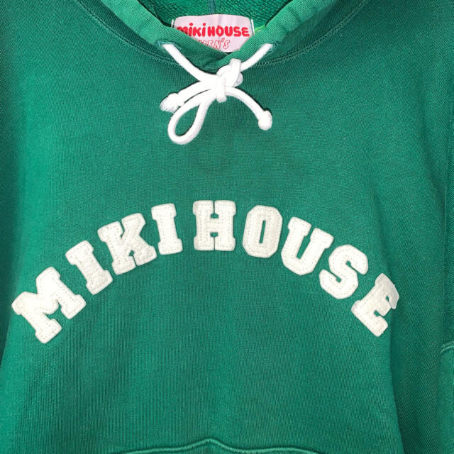 mikihouse(ミキハウス)の希少　ミキハウス　アーチロゴ　プルオーバーパーカー　ワッペン　グリーン　緑 メンズのトップス(パーカー)の商品写真