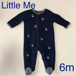 リトルミー(Little Me)のLittle Me ヨット柄　足付きロンパース カバーオール　ネイビーボーダー(カバーオール)