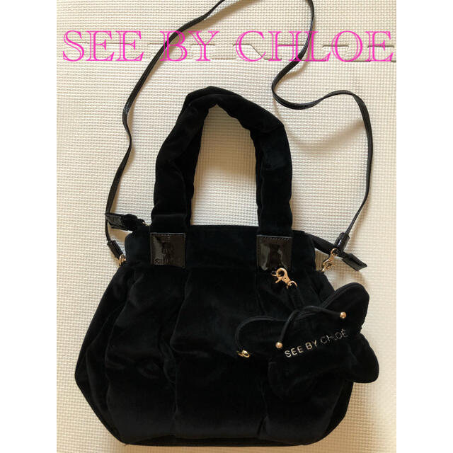 SEE BY CHLOE(シーバイクロエ)のSEE BY CHLOE  ベロア2wayショルダーバッグ レディースのバッグ(ハンドバッグ)の商品写真