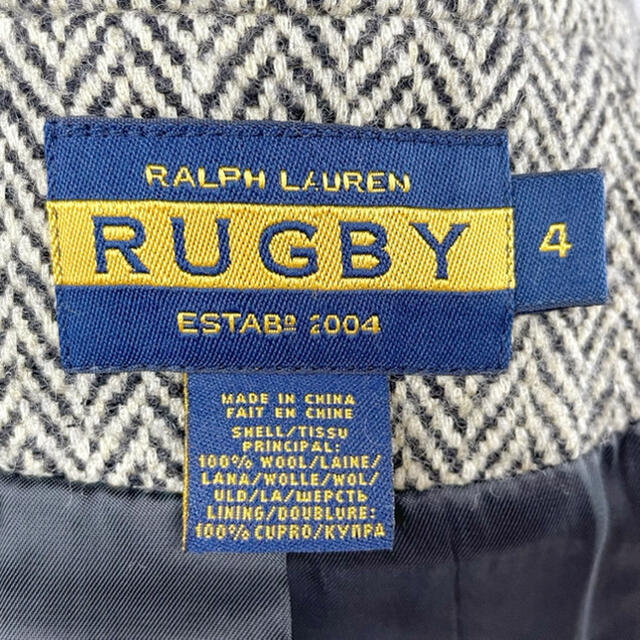 Ralph Lauren(ラルフローレン)の希少　RUGBY テーラードジャケット　M ツイード　ヘリンボーン　ウール　白黒 レディースのジャケット/アウター(テーラードジャケット)の商品写真