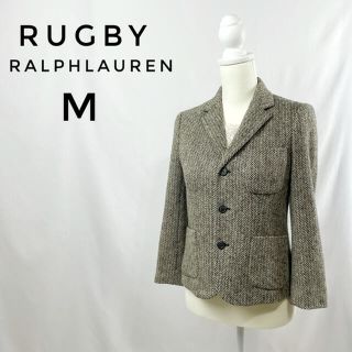 ラルフローレン(Ralph Lauren)の希少　RUGBY テーラードジャケット　M ツイード　ヘリンボーン　ウール　白黒(テーラードジャケット)