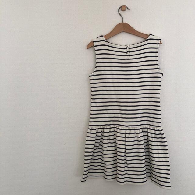 PETIT BATEAU(プチバトー)のプチバトー⛵️裏起毛ボーダージャンパースカート。 キッズ/ベビー/マタニティのキッズ服女の子用(90cm~)(ワンピース)の商品写真