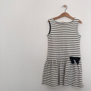 プチバトー(PETIT BATEAU)のプチバトー⛵️裏起毛ボーダージャンパースカート。(ワンピース)