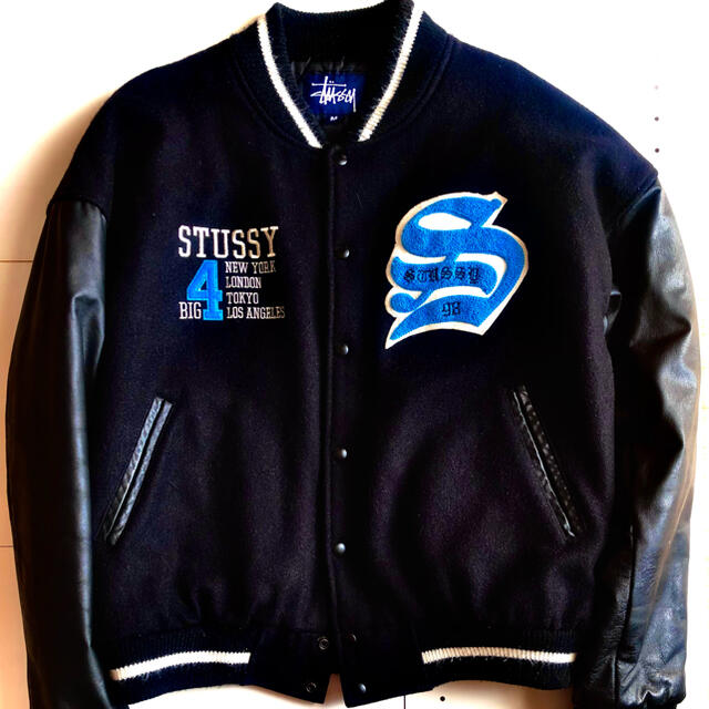 90s USA製 OLD STUSSY 袖革スタジャン生産国