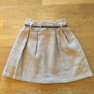 パターンフィオナ(PATTERN fiona)の【秋冬物美品】PRIME PATTERN ベージュツイードスカート(ひざ丈スカート)